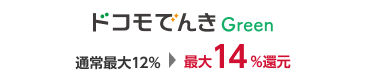 ドコモでんきGreen 通常最大12% 最大14%還元