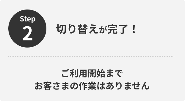 Step2 切り替えが完了！ご利用開始までお客さまの作業はありません