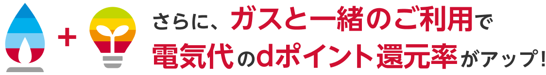 さらに、ガスと一緒のご利用で電気代のdポイント還元率がアップ！